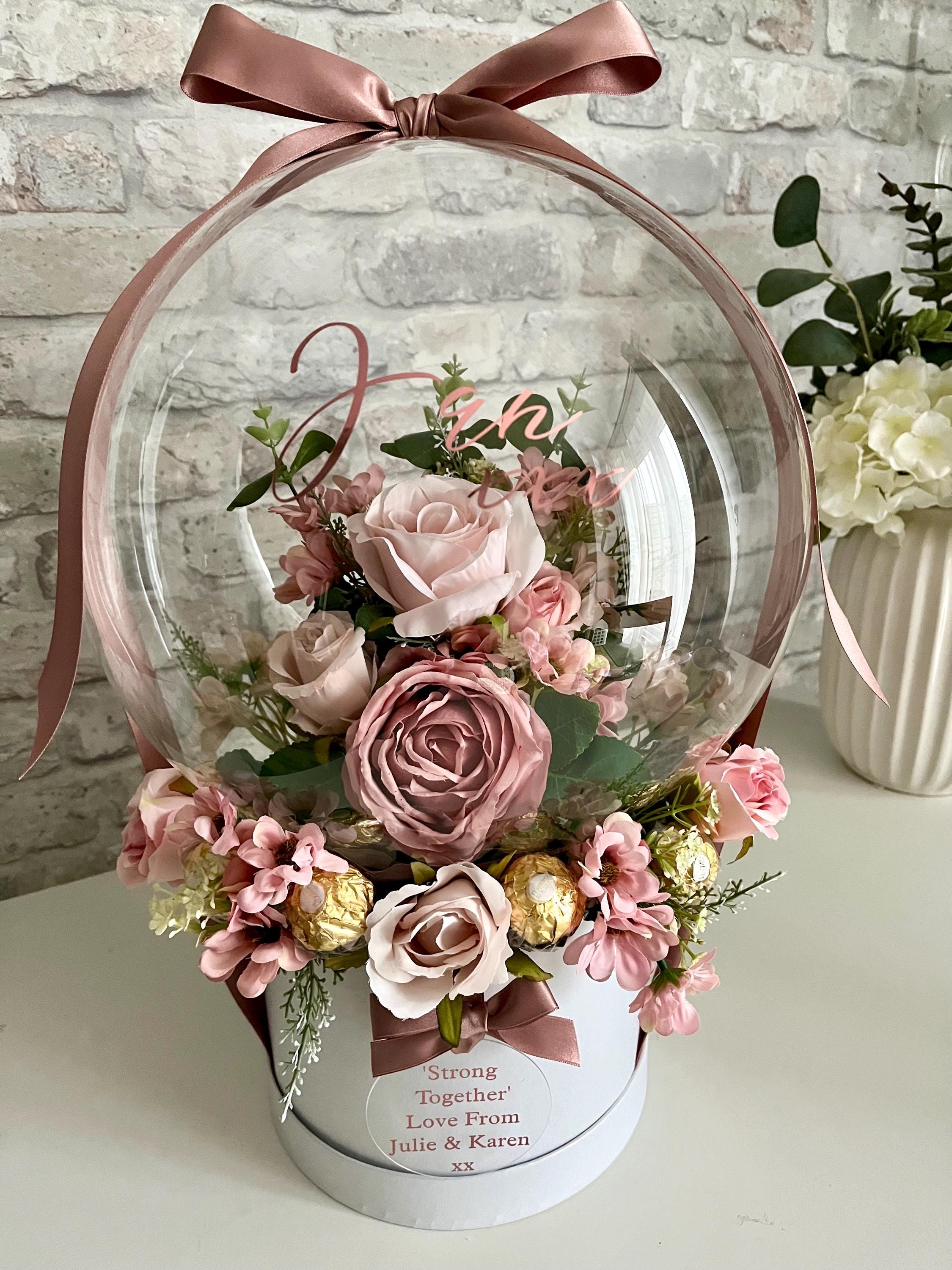 Personalised Pink Flower in Balloon Bouquet