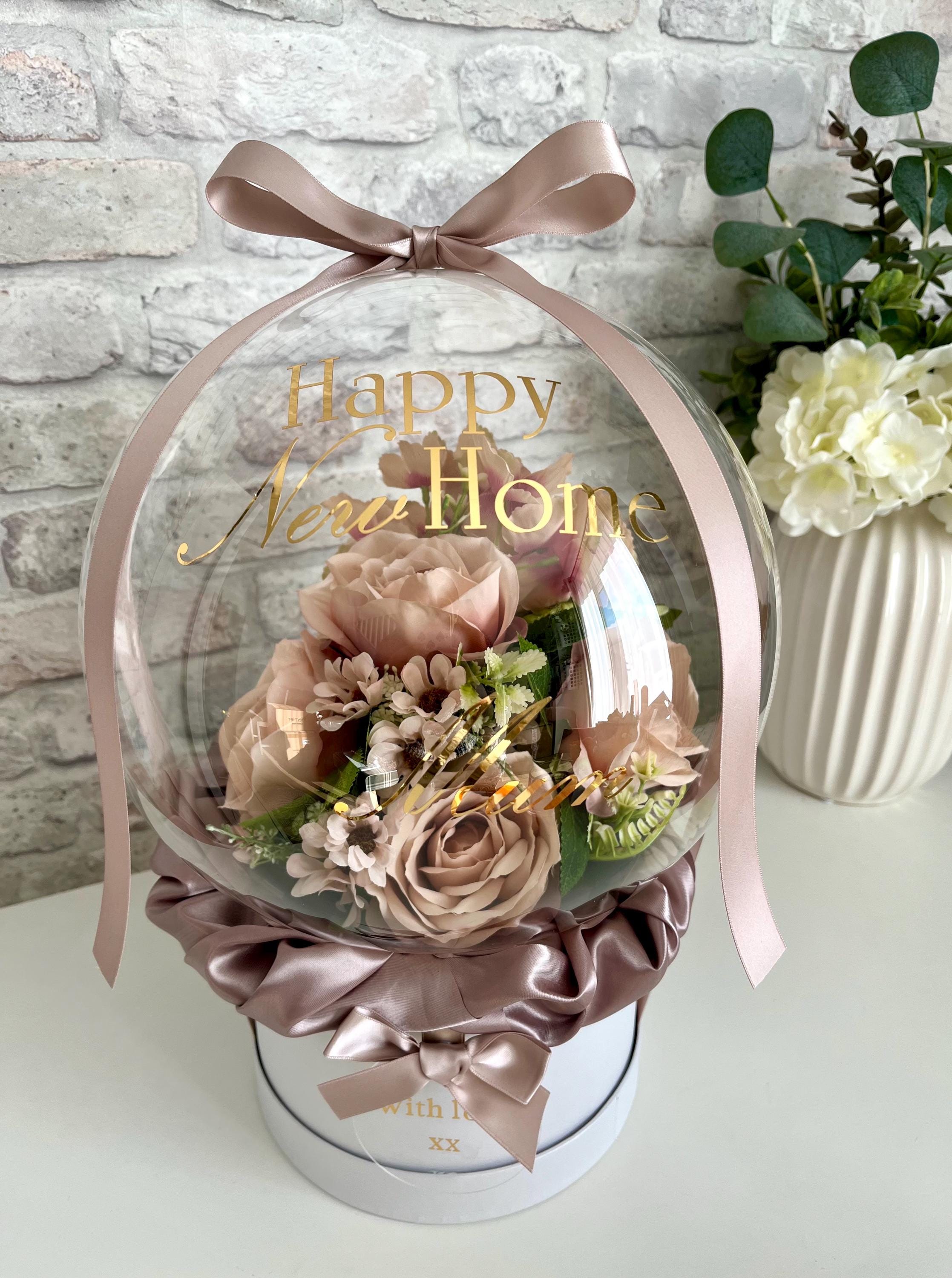 Personalised Soft Nude Pink Flower in Balloon Bouquet