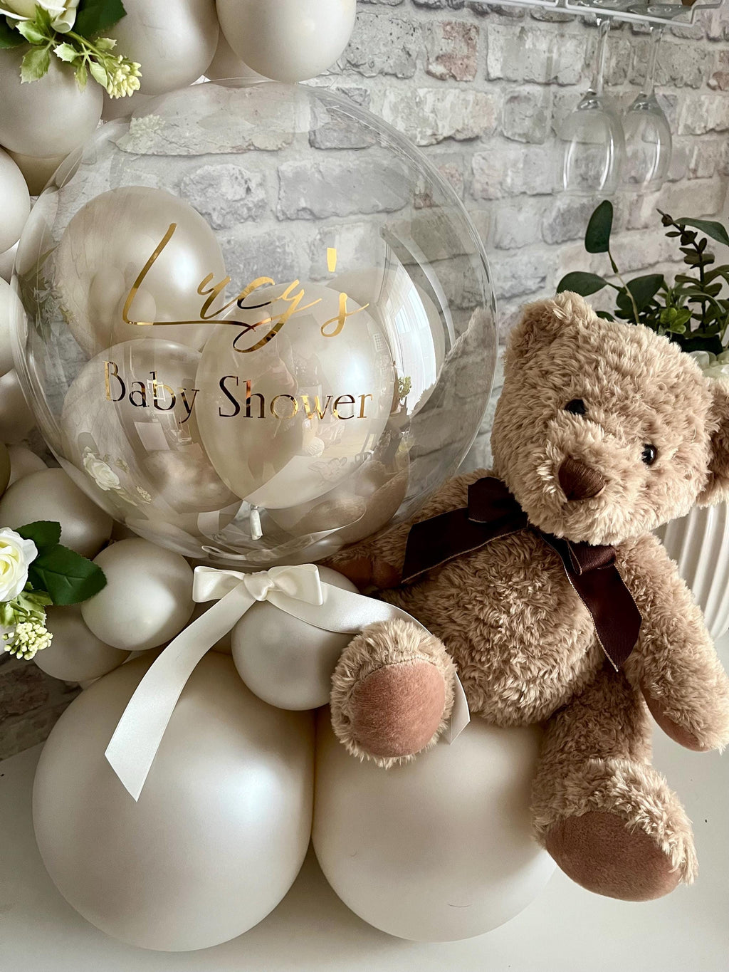 Personalised Large Baby Shower Teddy Bear Balloon Garland Centre Piece