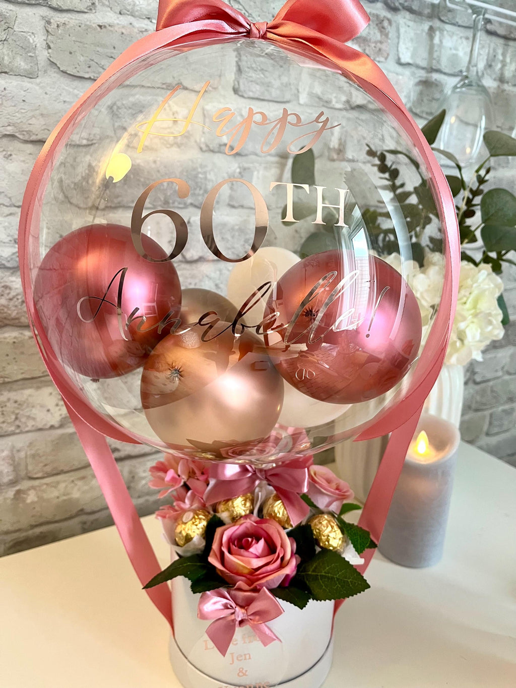 Personalised Birthday Balloon & Flower Basket