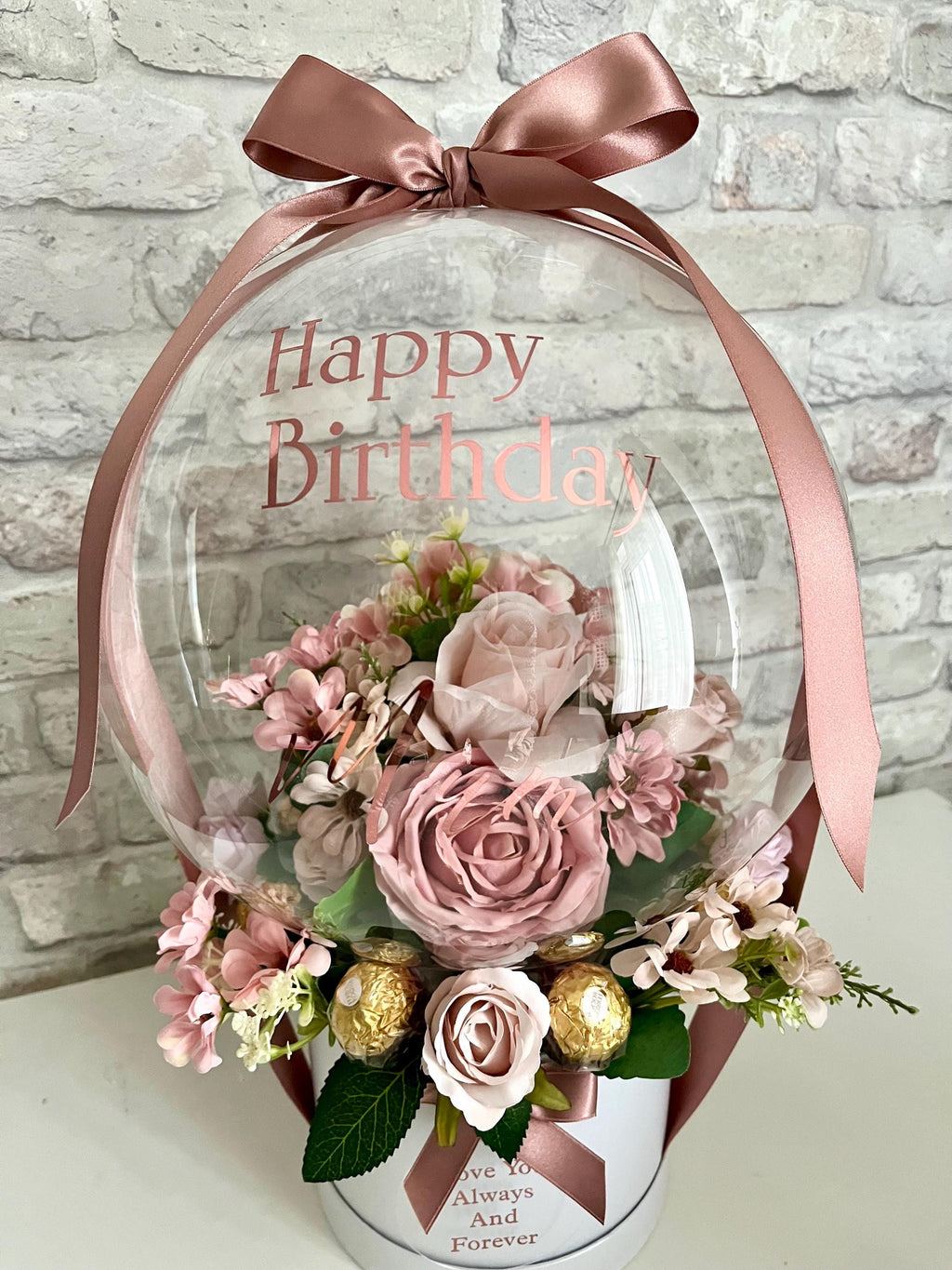 Personalised Pink Flower in Balloon Bouquet