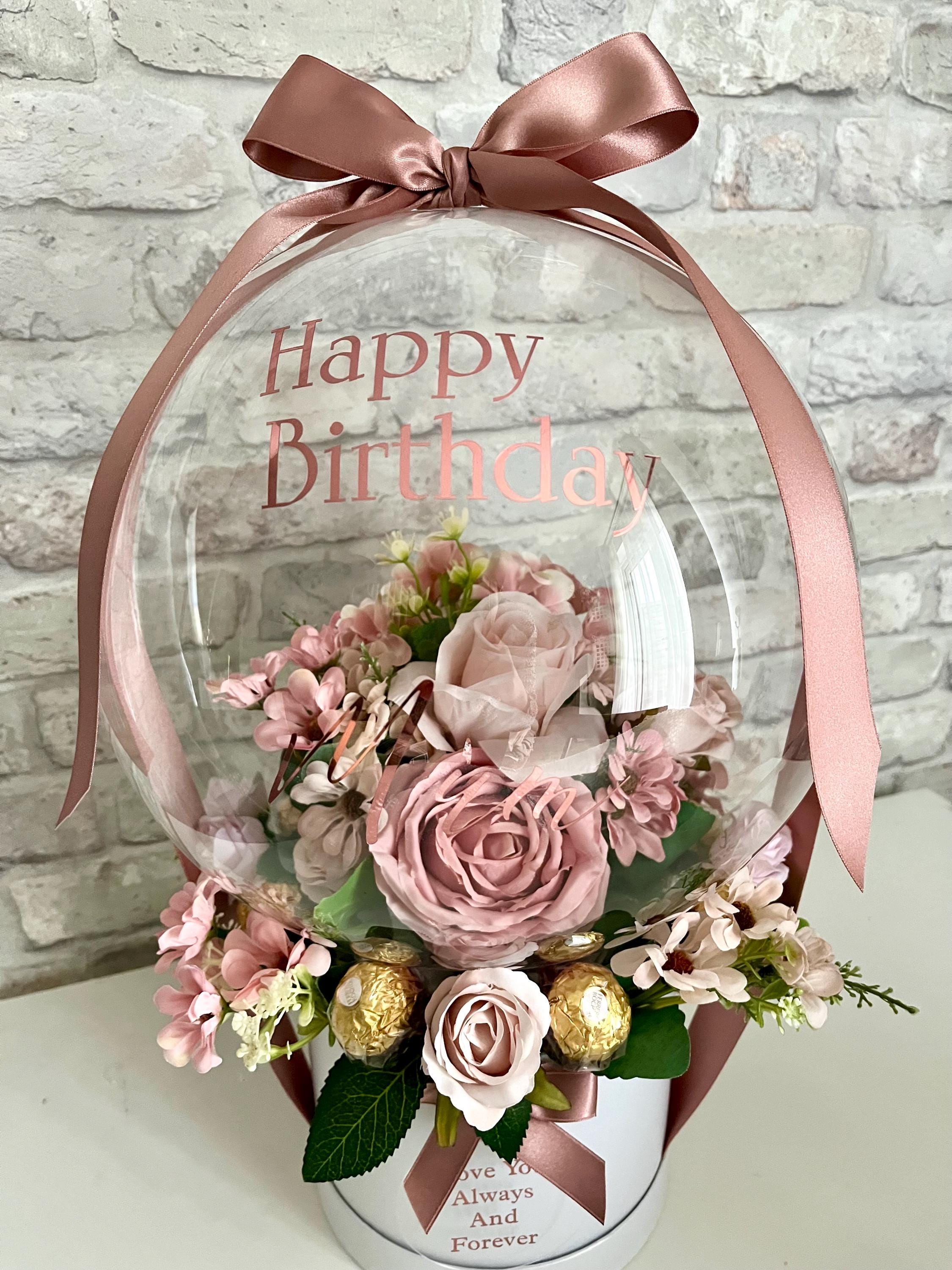 Personalised Pink Flower in Balloon Bouquet