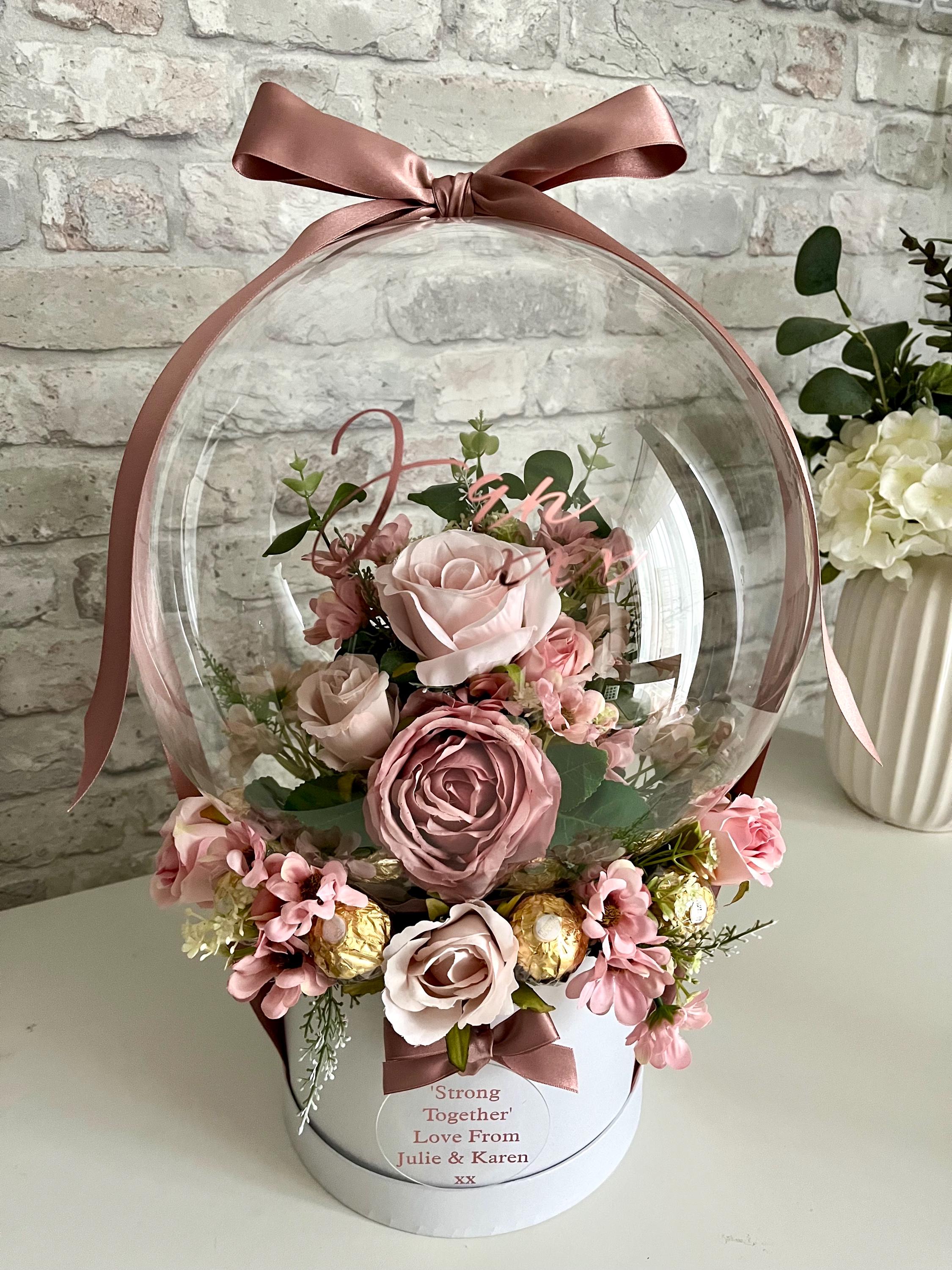 Personalised Pink Flower in Balloon Bouquet