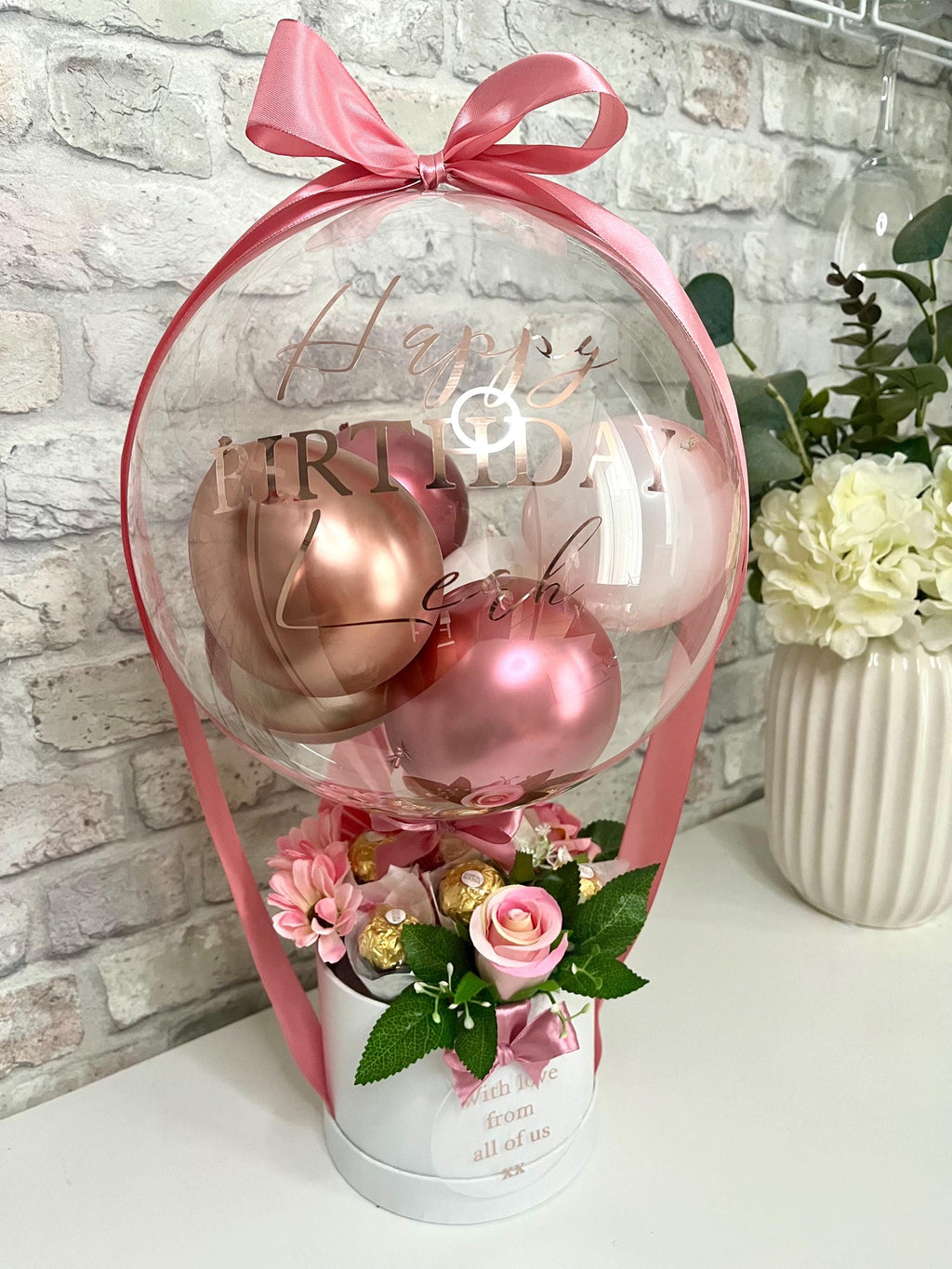 Personalised Birthday Balloon & Flower Basket