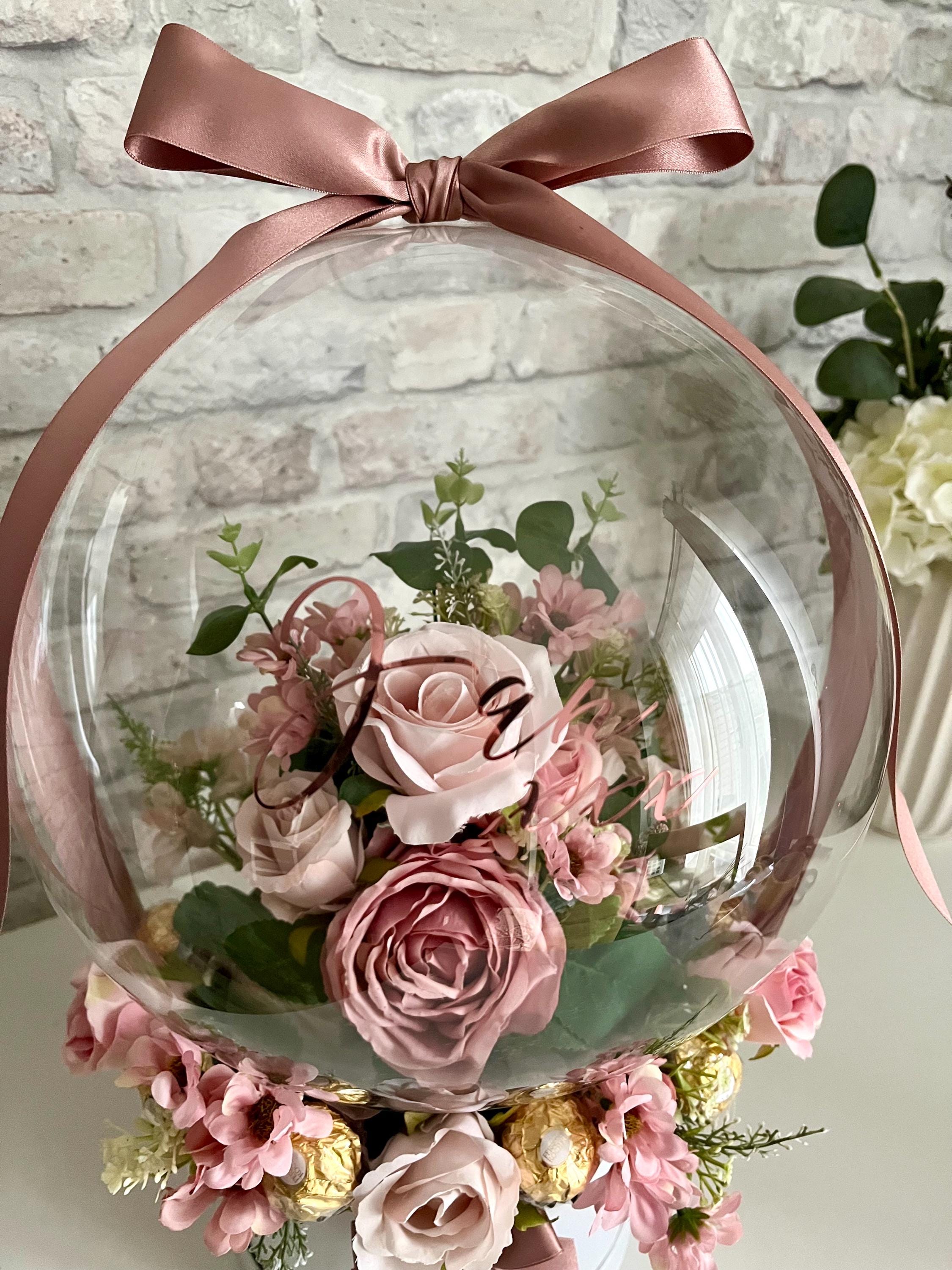 Personalised Pink Flower in Balloon Bouquet