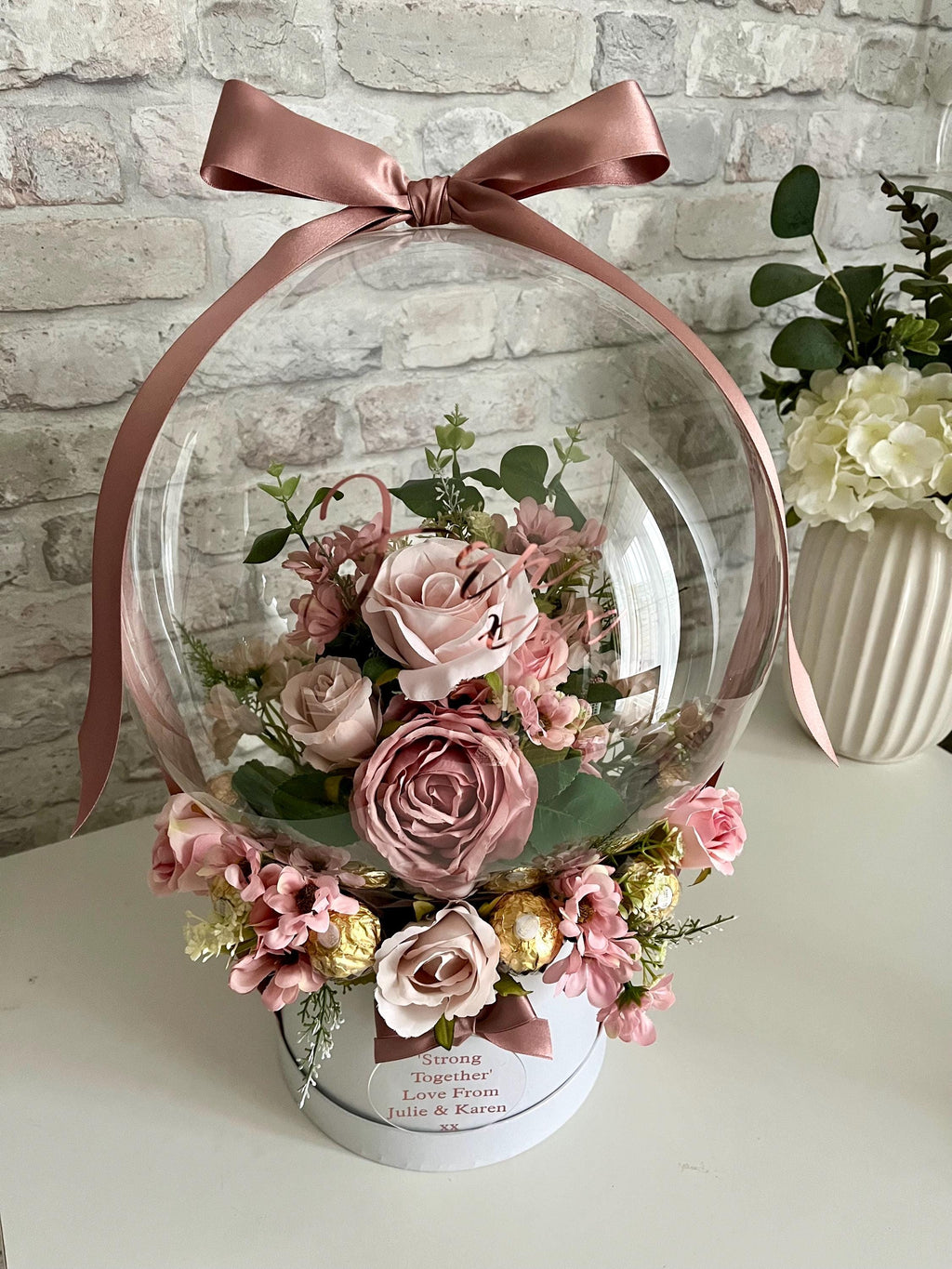 Personalised Pink Flower in Balloon Bouquet