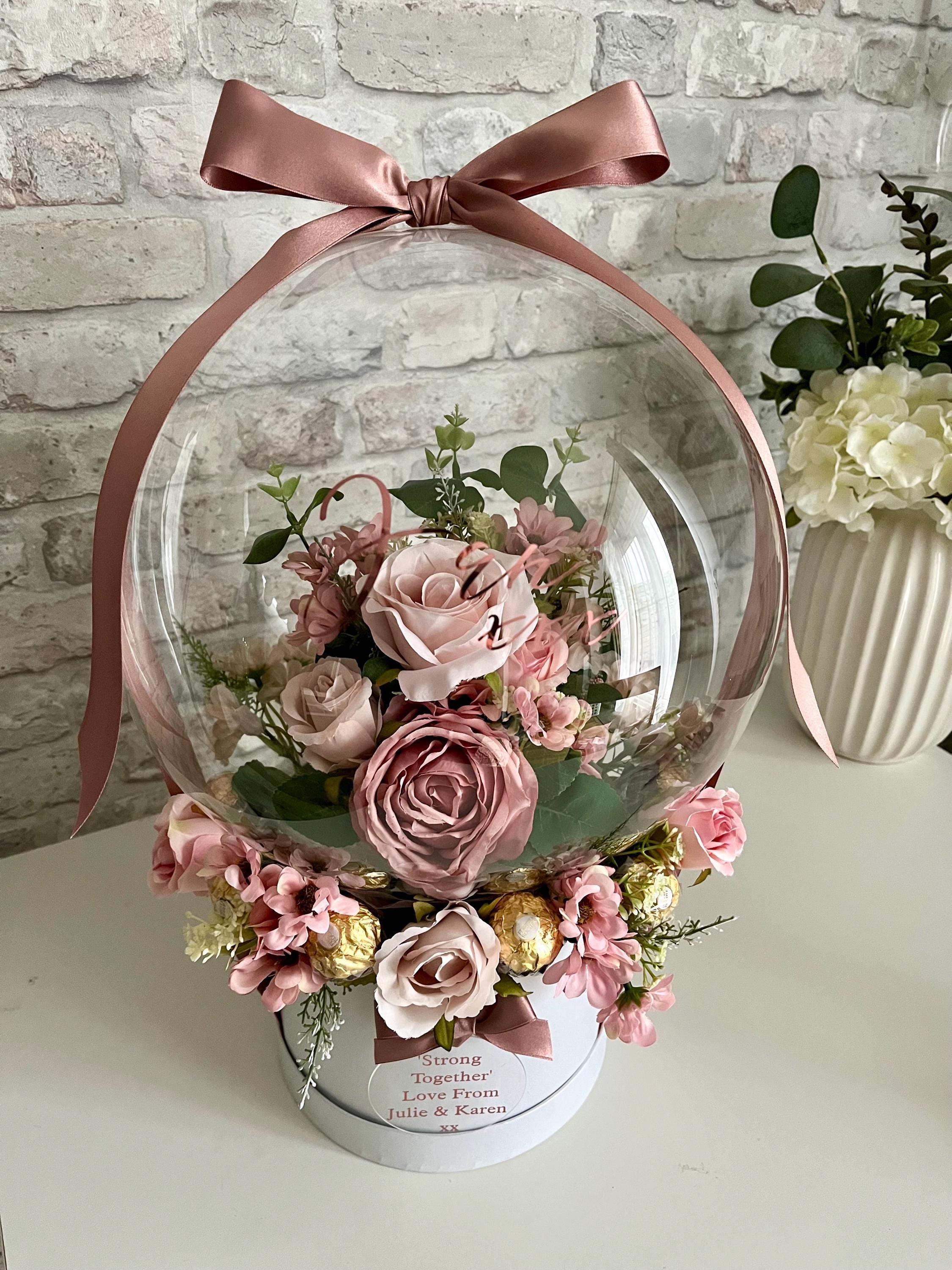 Personalised Pink Flower in Balloon Bouquet