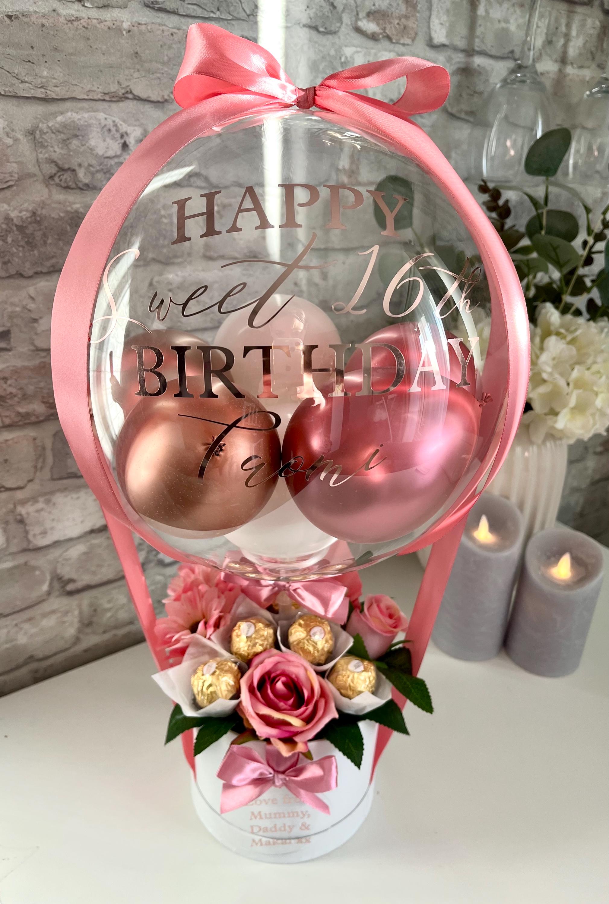 Personalised Birthday Balloon & Flower Basket