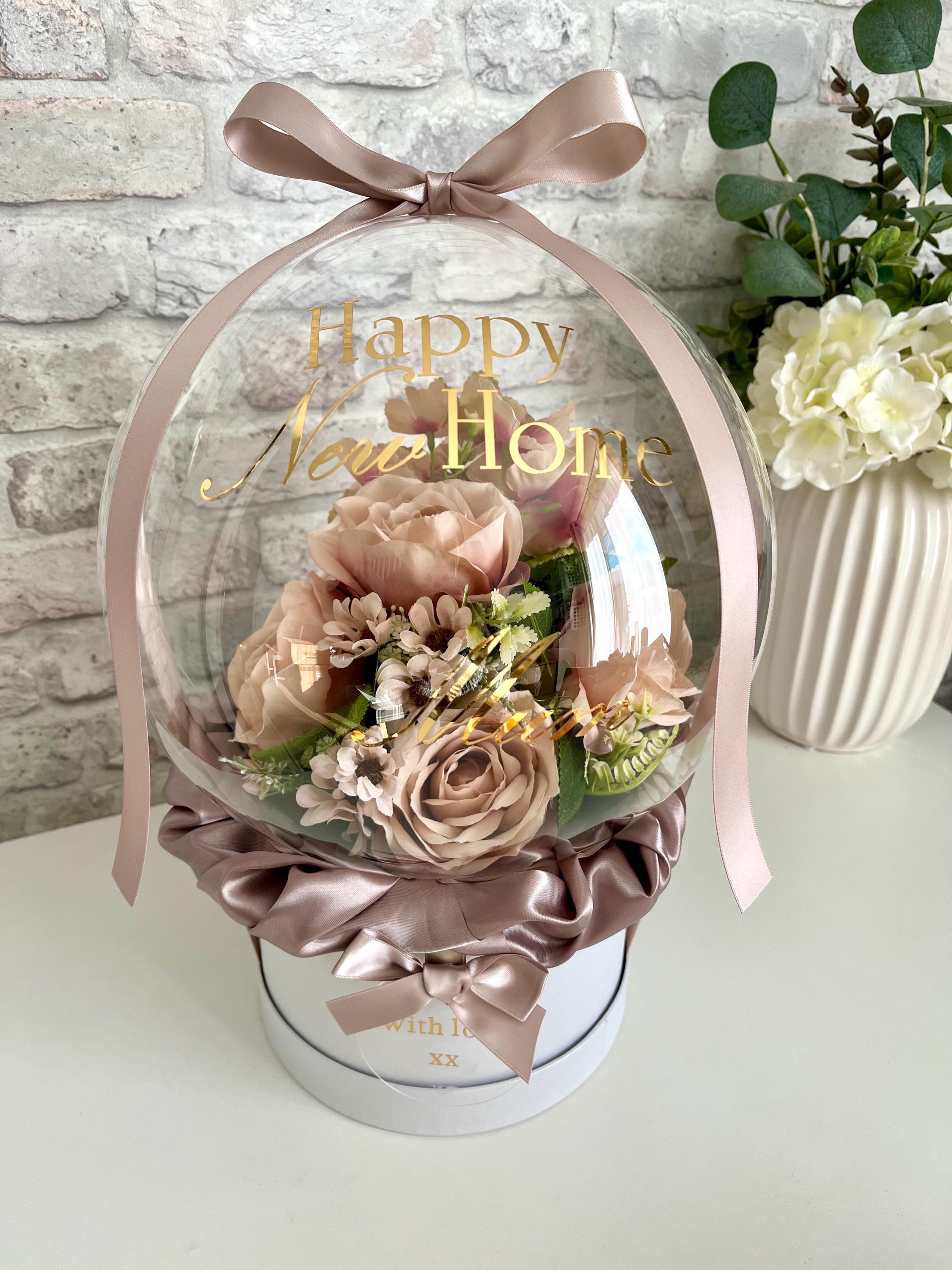 Personalised Soft Nude Pink Flower in Balloon Bouquet