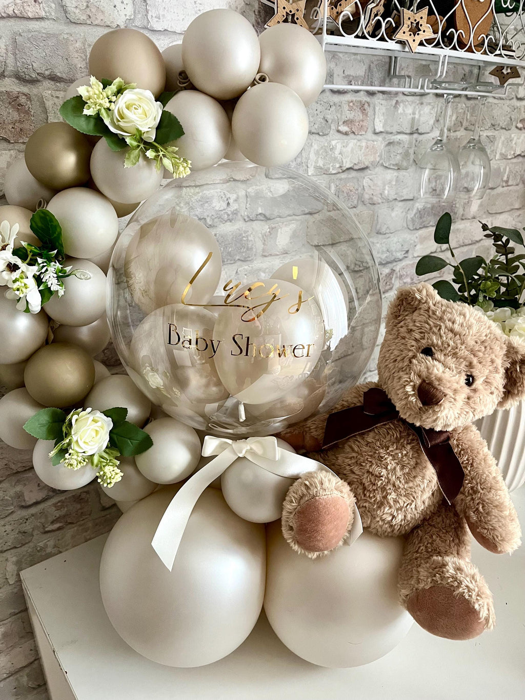 Personalised Large Baby Shower Teddy Bear Balloon Garland Centre Piece