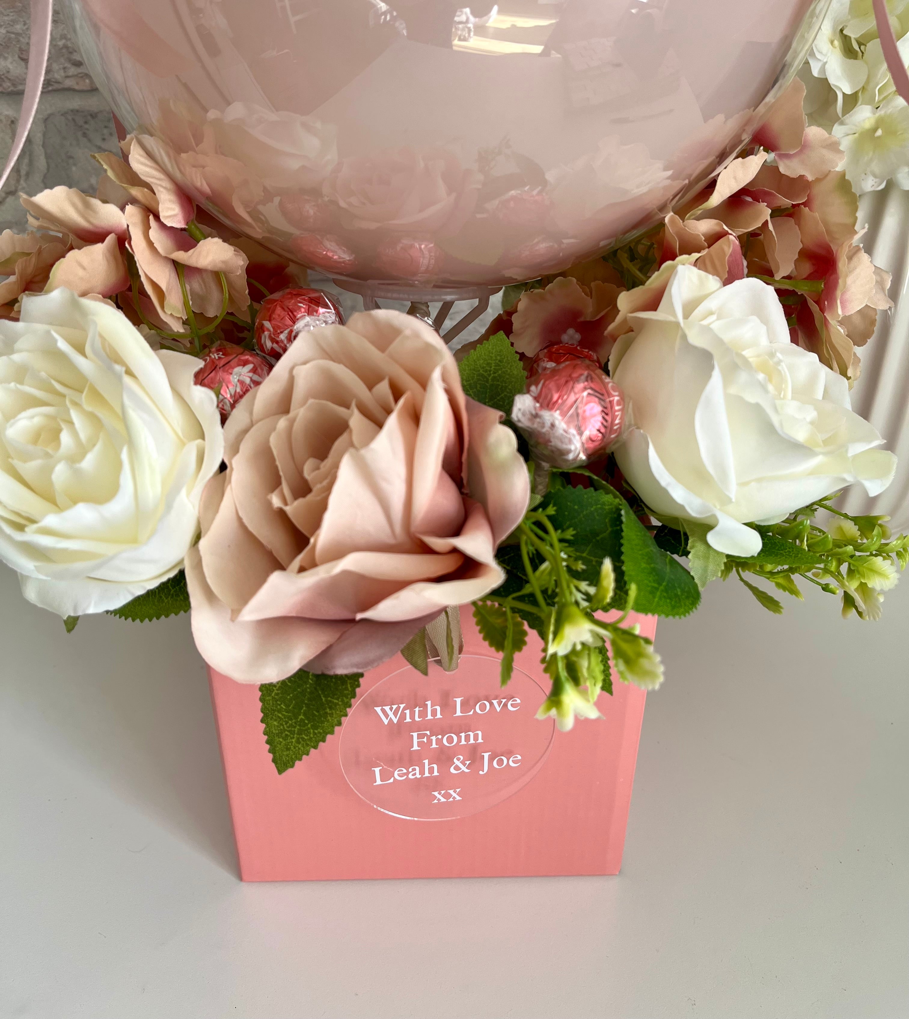 Happy Birthday Flower Box with Pink Balloon