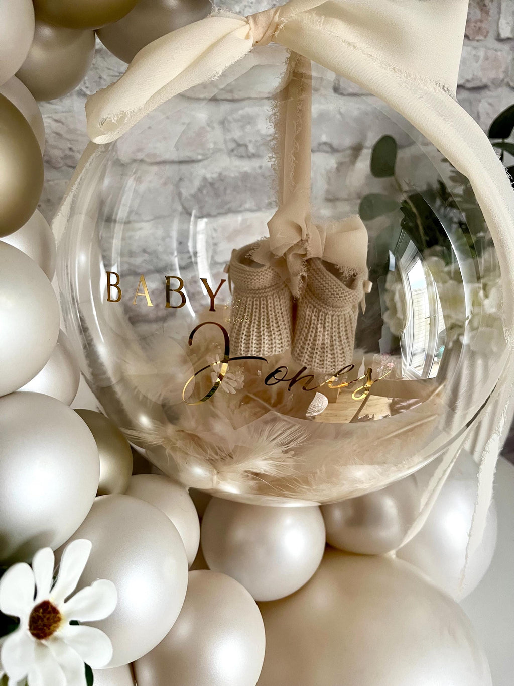 Personalised Baby Shower & New Baby Bootees Bubble Hug
