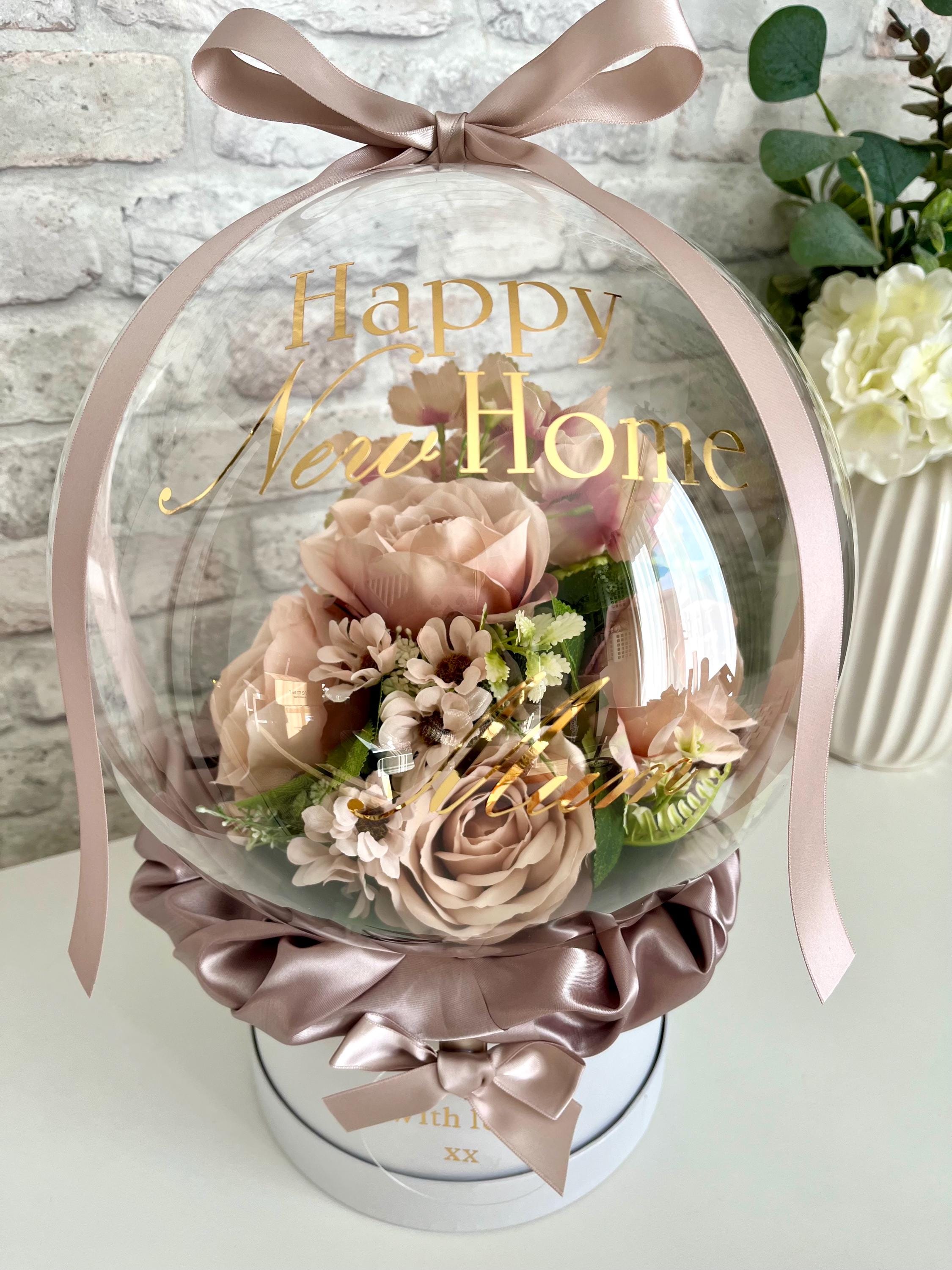 Personalised Soft Nude Pink Flower in Balloon Bouquet