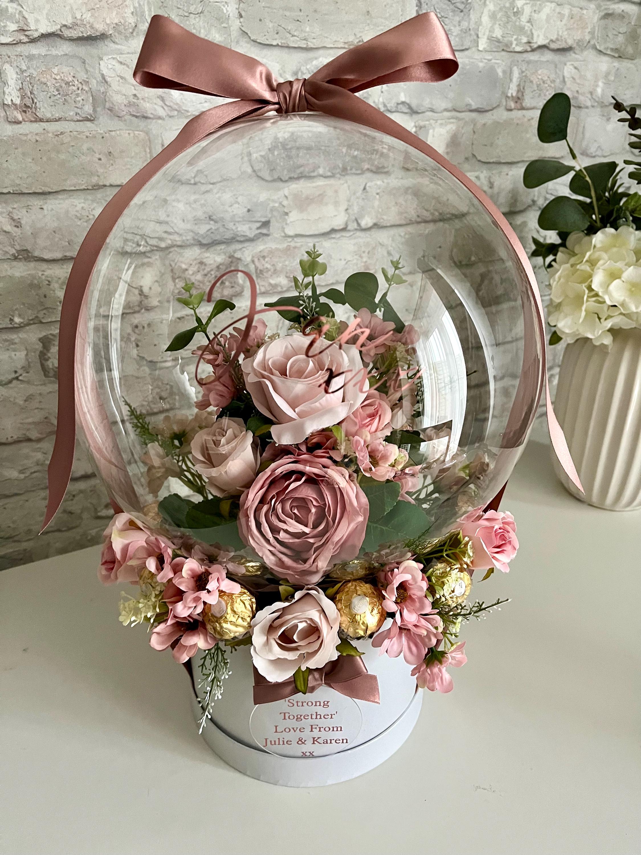Personalised Pink Flower in Balloon Bouquet