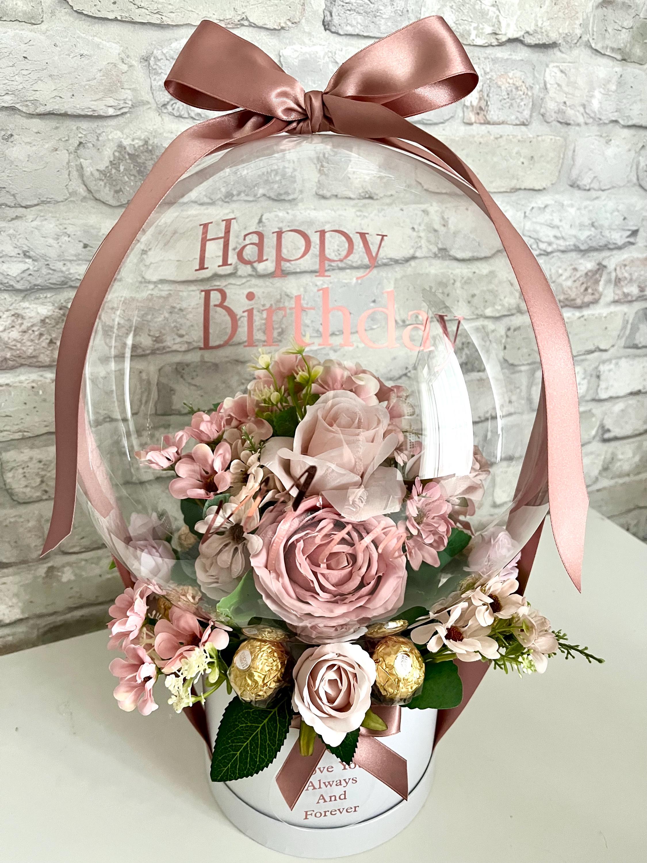 Personalised Pink Flower in Balloon Bouquet