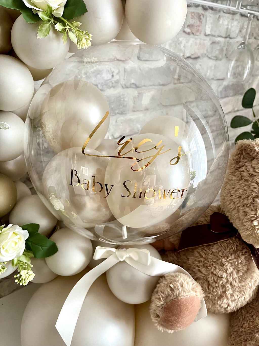 Personalised Large Baby Shower Teddy Bear Balloon Garland Centre Piece