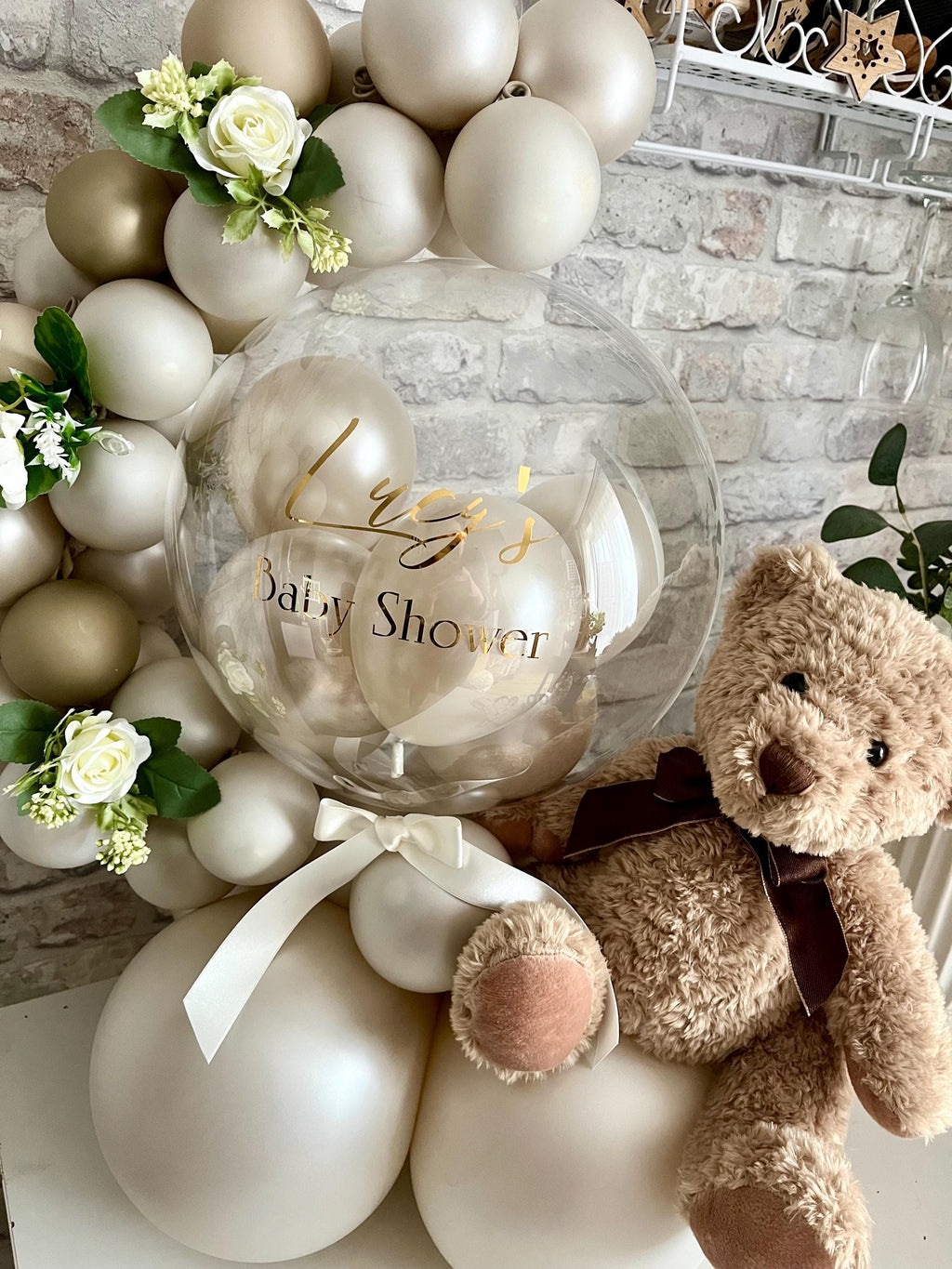 Personalised Large Baby Shower Teddy Bear Balloon Garland Centre Piece