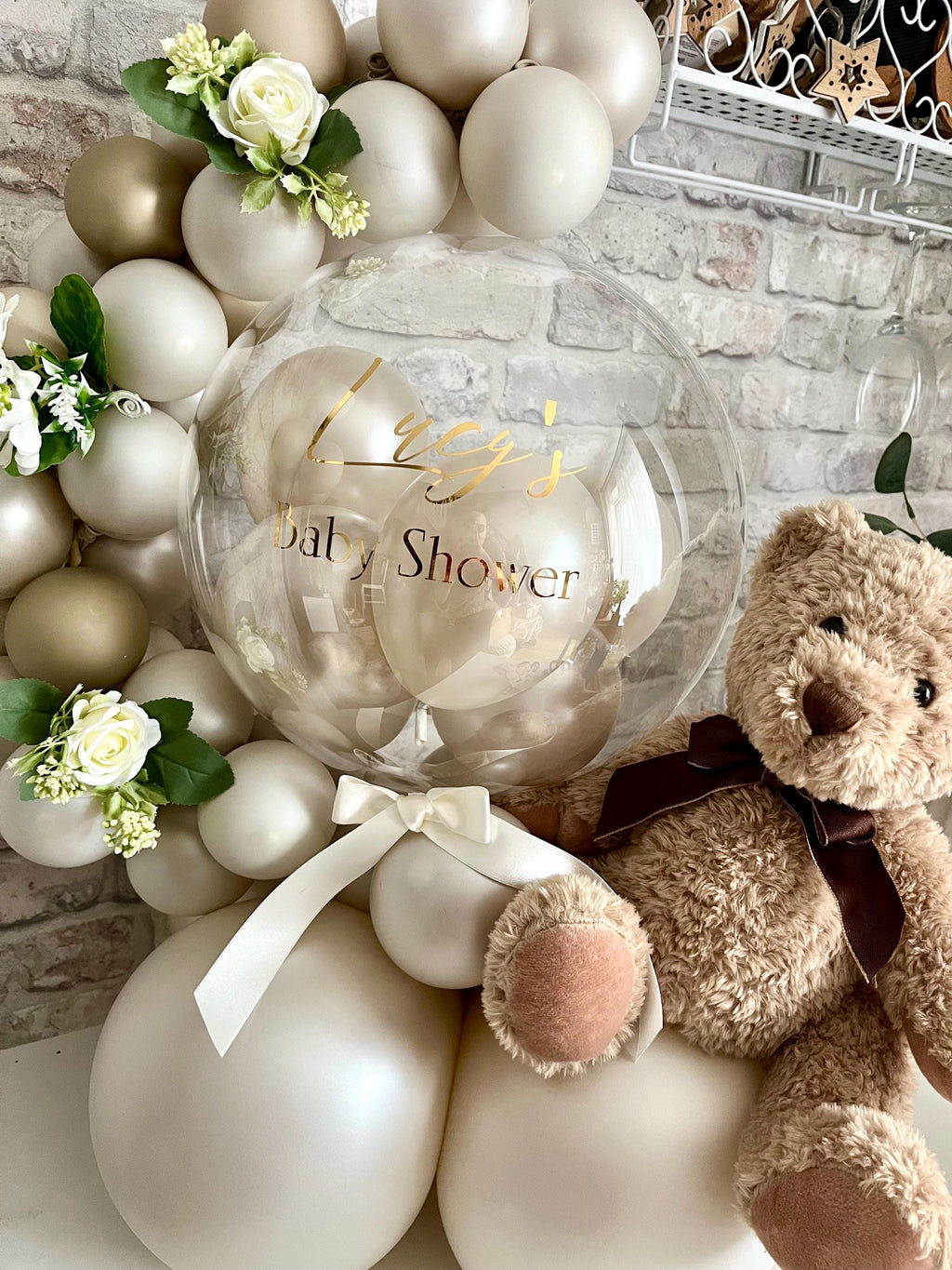 Personalised Large Baby Shower Teddy Bear Balloon Garland Centre Piece