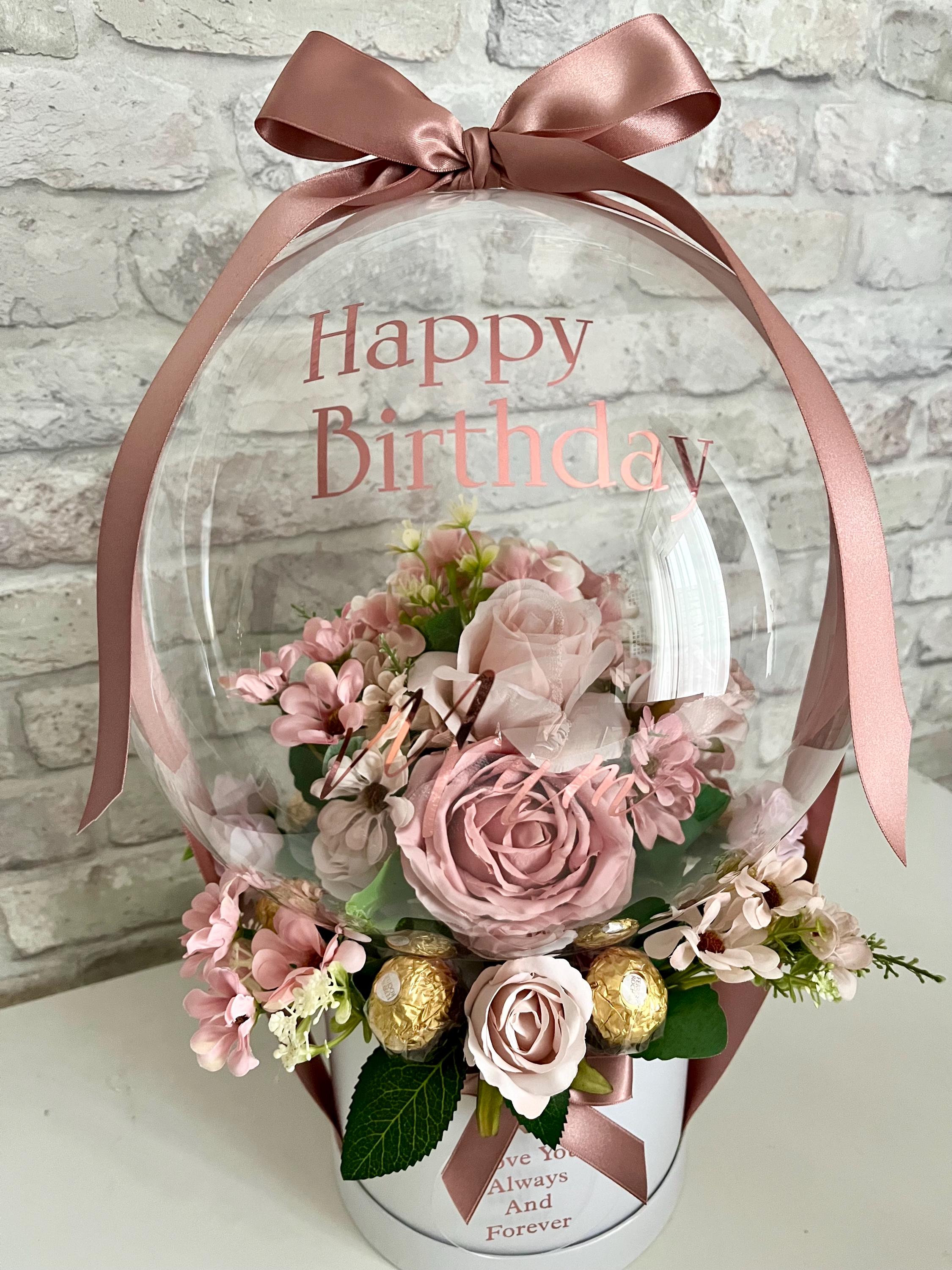 Personalised Pink Flower in Balloon Bouquet