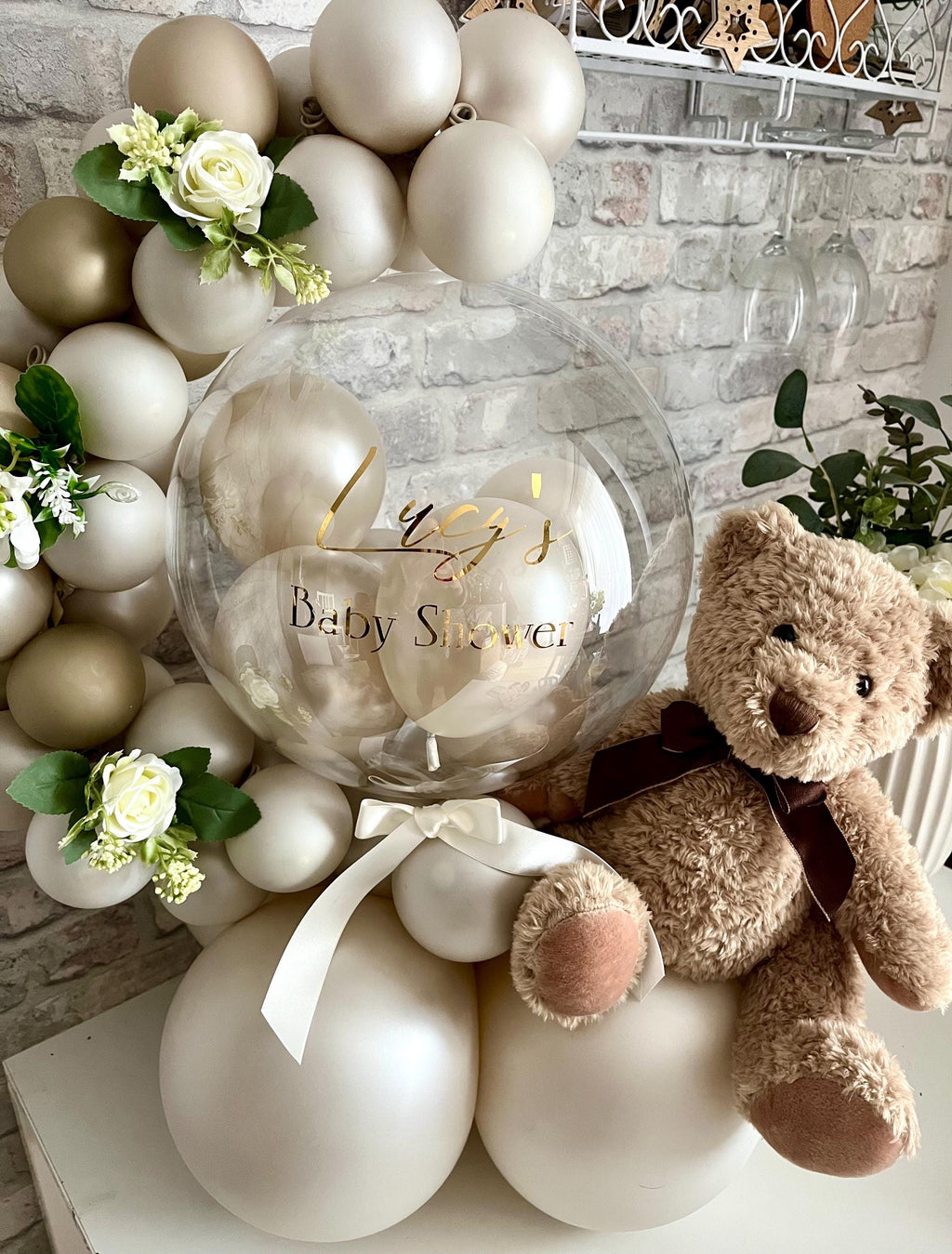 Personalised Large Baby Shower Teddy Bear Balloon Garland Centre Piece