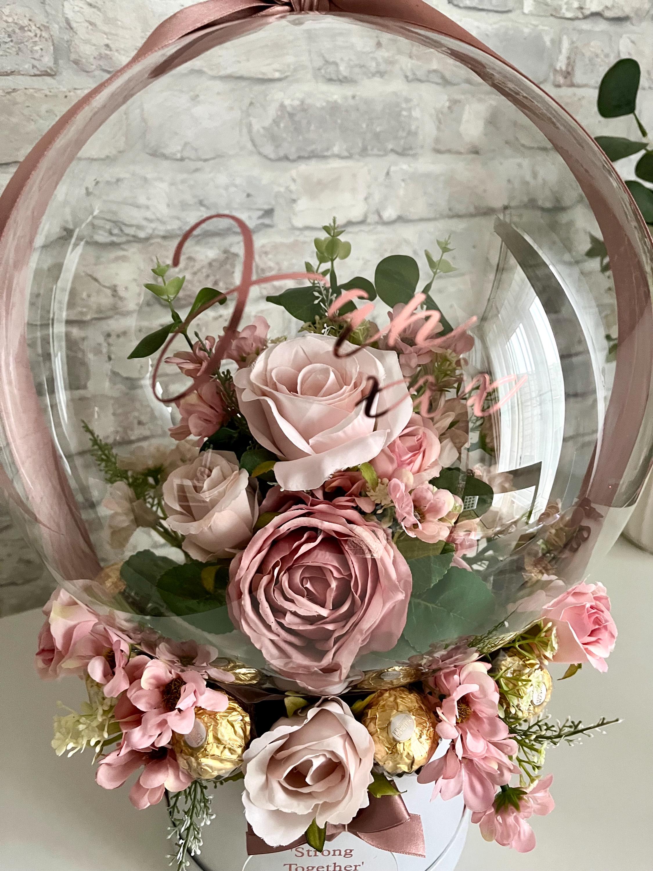 Personalised Pink Flower in Balloon Bouquet